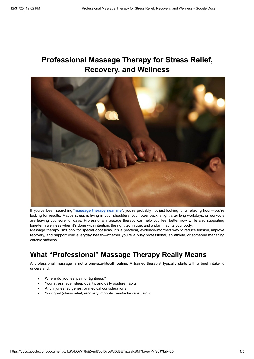 PPT - Professional Massage Therapy for Stress Relief, Recovery, and ...