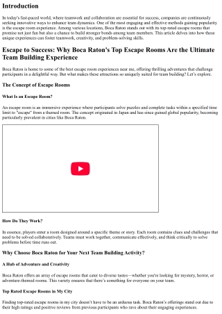 Escape to Success: Why Boca Raton's Top Escape Rooms Are the Ultimate Team Build