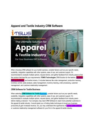 Apparel and Textile Industry CRM Software