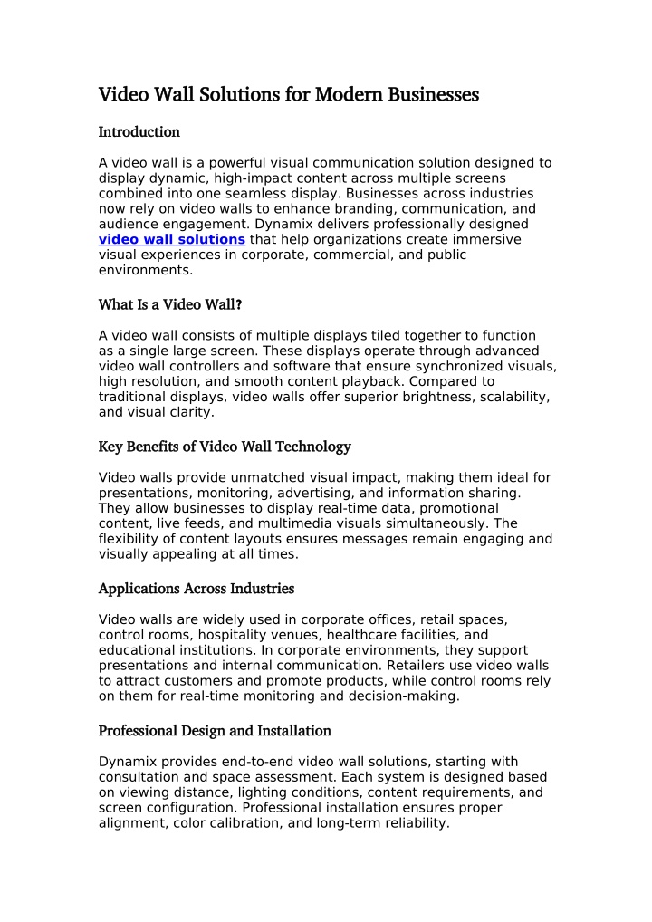 PPT - Video Wall Solutions for Modern Businesses PowerPoint ...