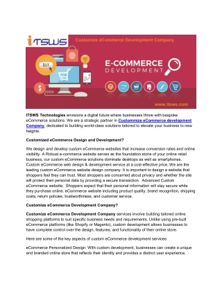 Customize eCommerce Development Company