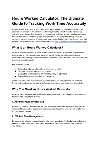 Hours Worked Calculator: The Ultimate Guide to Tracking Work Time Accurately