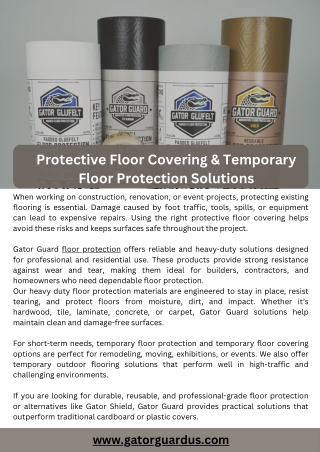 Protective Floor Covering Solutions by Gator Guard