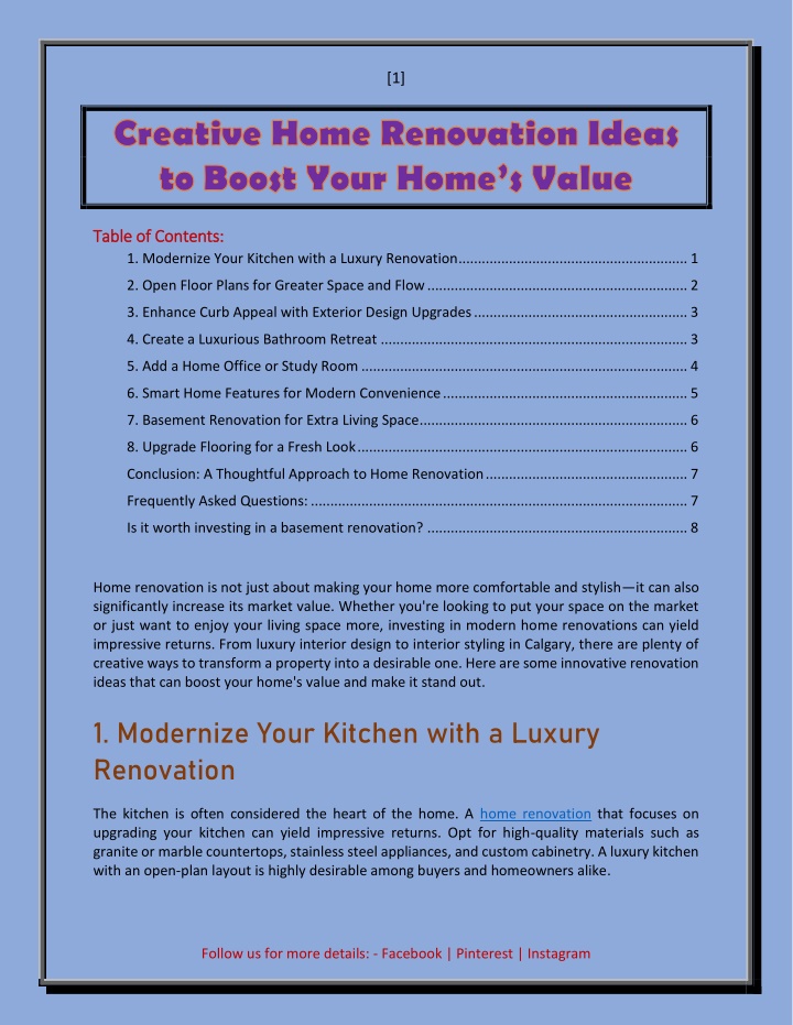 PPT - Creative Home Renovation Ideas to Boost Your Home’s Value ...