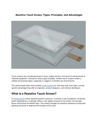 Resistive Touch Screen_ Types, Principles, and Advantages