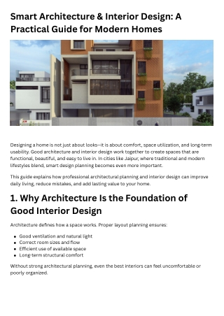 Designing a home is not just about looks—it is about comfort, space utilization, and long-term usability. Good architect