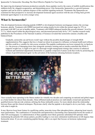 Ipamorelin Vs Sermorelin: Translating The Very Best Peptide For Your Objectives