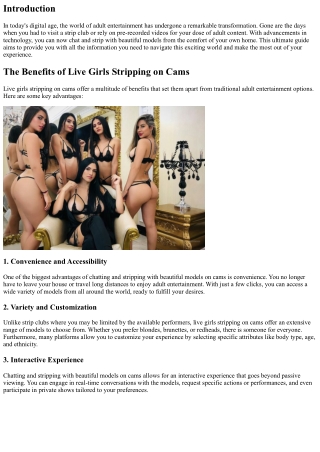 The Ultimate Guide to Chatting and Stripping with Beautiful Models