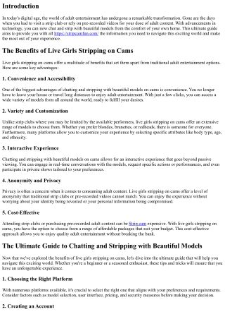 The Ultimate Guide to Chatting and Stripping with Beautiful Models