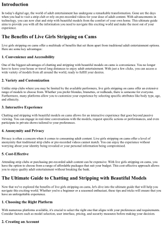 The Ultimate Guide to Chatting and Stripping with Beautiful Models