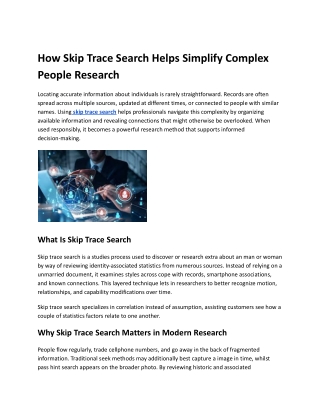 How Skip Trace Search Helps Simplify Complex People Research