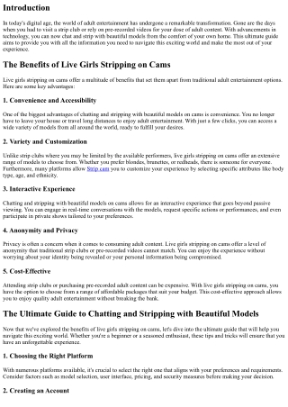 The Ultimate Guide to Chatting and Stripping with Beautiful Models