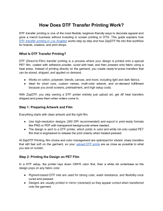 How Does DTF Transfer Printing Work