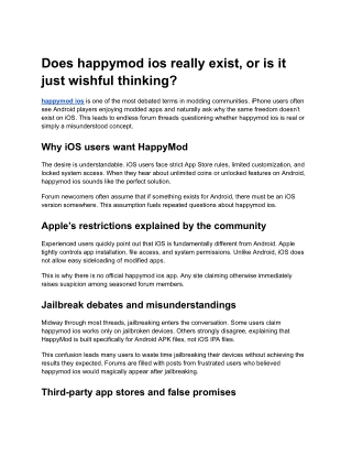 Does happymod ios really exist, or is it just wishful thinking