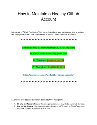 How to Maintain a Healthy Github Account