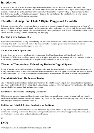 The Art of Temptation: Checking Out the Appeal of Strip Camera Chat