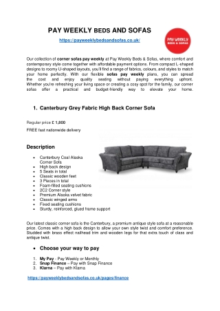 Stylish Corner Sofas with Pay Weekly Plans in Coventry