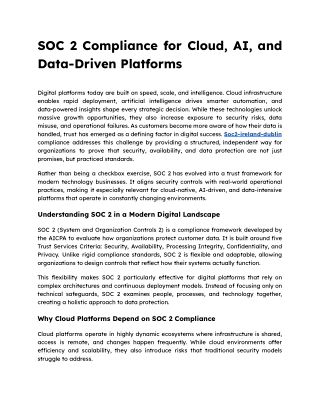 SOC 2 Compliance for Cloud, AI, and Data-Driven Platforms