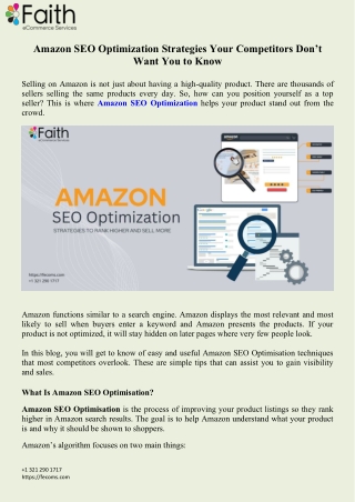 Amazon SEO Optimisation Strategies Your Competitors Don’t Want You to Know