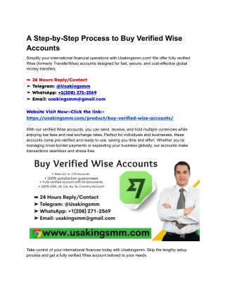 A Step-by-Step Process to Buy Verified Wise Accounts