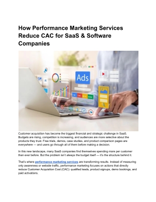 How Performance Marketing Services Reduce CAC for SaaS & Software Companies