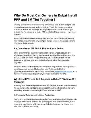 Why Do Most Car Owners in Dubai Install PPF and 3M Tint Together