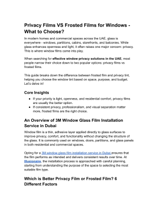 Privacy Films VS Frosted Films for Windows - What to Choose