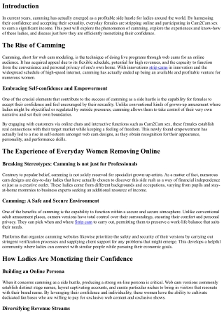 Camming as a Side Hustle: How Women Are Monetizing their Confidence