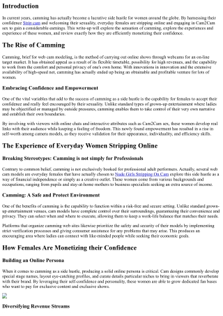 Camming as a Side Hustle: How Women Are Monetizing their Confidence