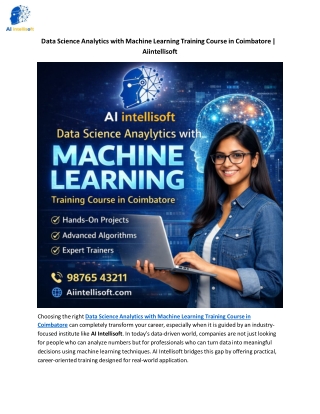 Data Science Analytics with Machine Learning Training Course | Aiintellisoft