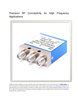 Precision RF Connectivity for High Frequency Applications