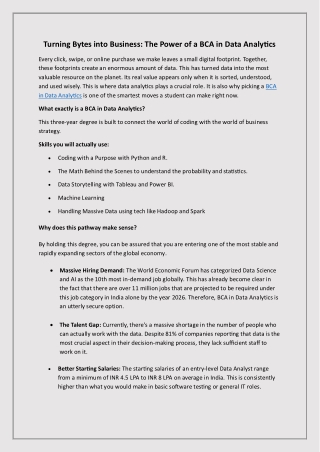 Turning Bytes into Business- The Power of a BCA in Data Analytics
