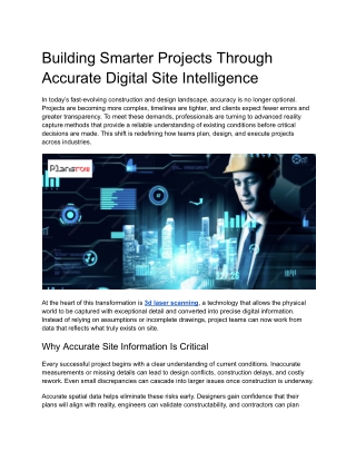 Building Smarter Projects Through Accurate Digital Site Intelligence