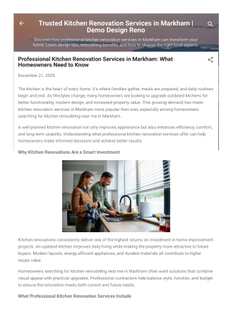 Trusted Kitchen Renovation Services in Markham - Demo Design Reno