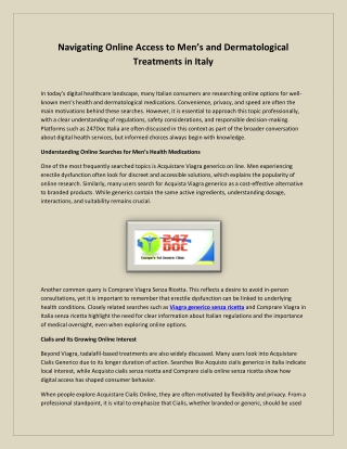 Navigating Online Access to Men’s and Dermatological Treatments in Italy