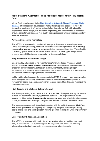 Floor Standing Automatic Tissue Processor Model MFTP-1