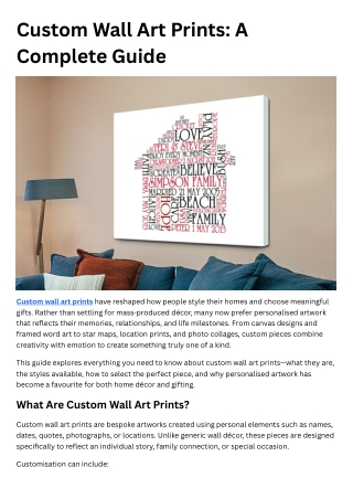 Custom Wall Art Prints: A Complete Guide