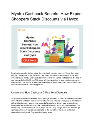 Myntra Cashback Secrets: How Expert Shoppers Stack Discounts via Hyyzo