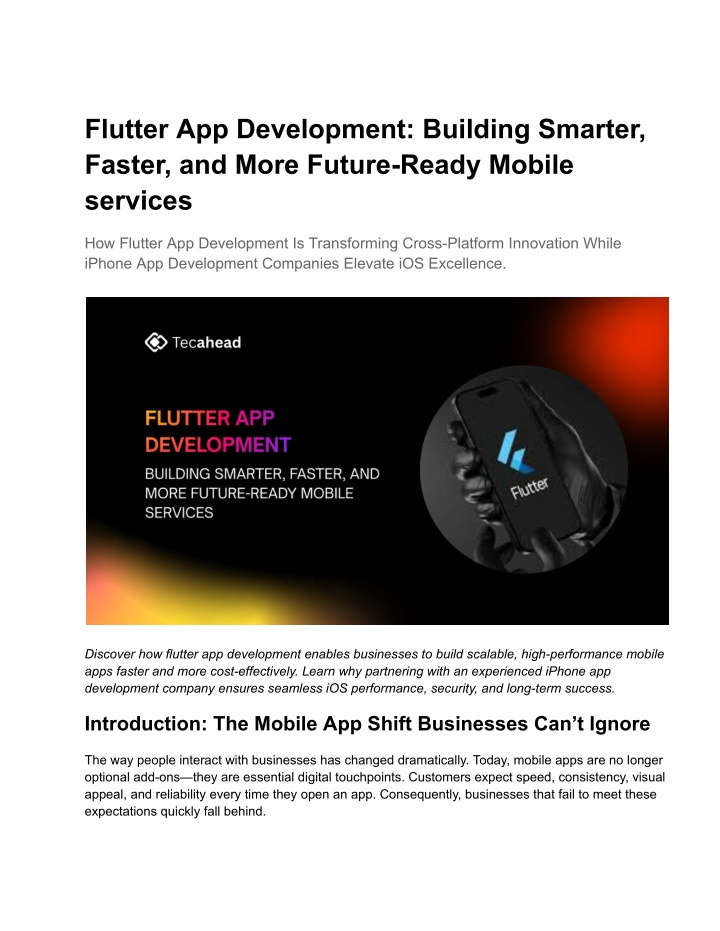 PPT - Flutter App Development_ Building Smarter, Faster, and More ...