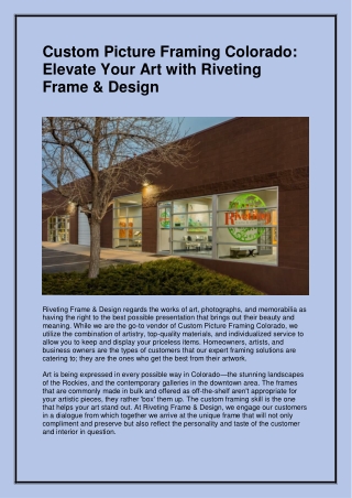 Riveting Frame & Design
