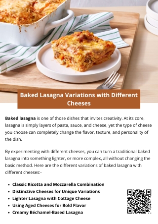 Baked Lasagna Variations with Different Cheeses