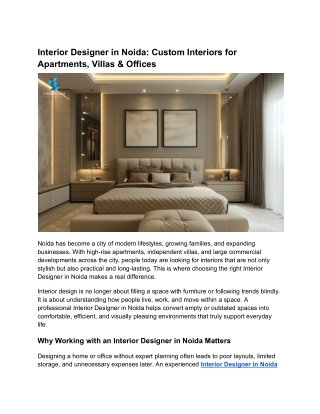 Interior Designer in Noida_ Custom Interiors for Apartments, Villas & Offices