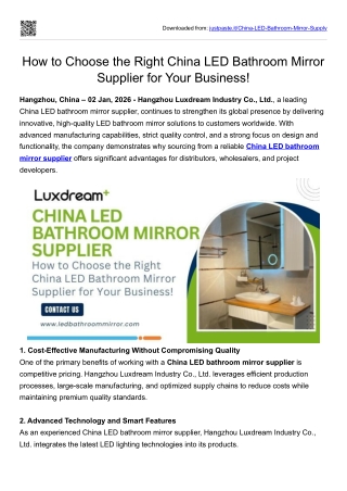 How to Choose the Right China LED Bathroom Mirror Supplier for Your Business!