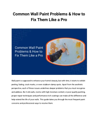Common Wall Paint Problems & How to Fix Them Like a Pro