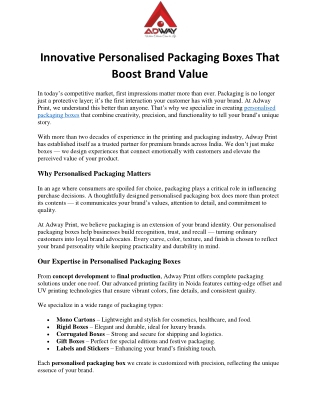 Innovative Personalised Packaging Boxes That Boost Brand Value