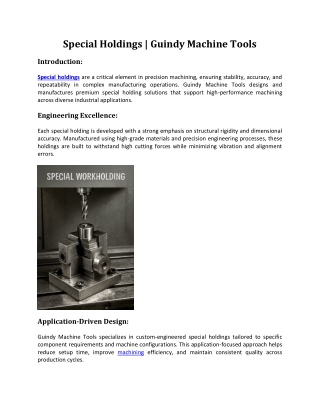 Special Holdings | Guindy machine tools