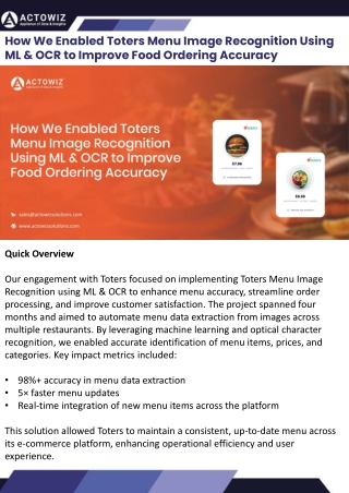 Toters Menu Image Recognition Using ML & OCR