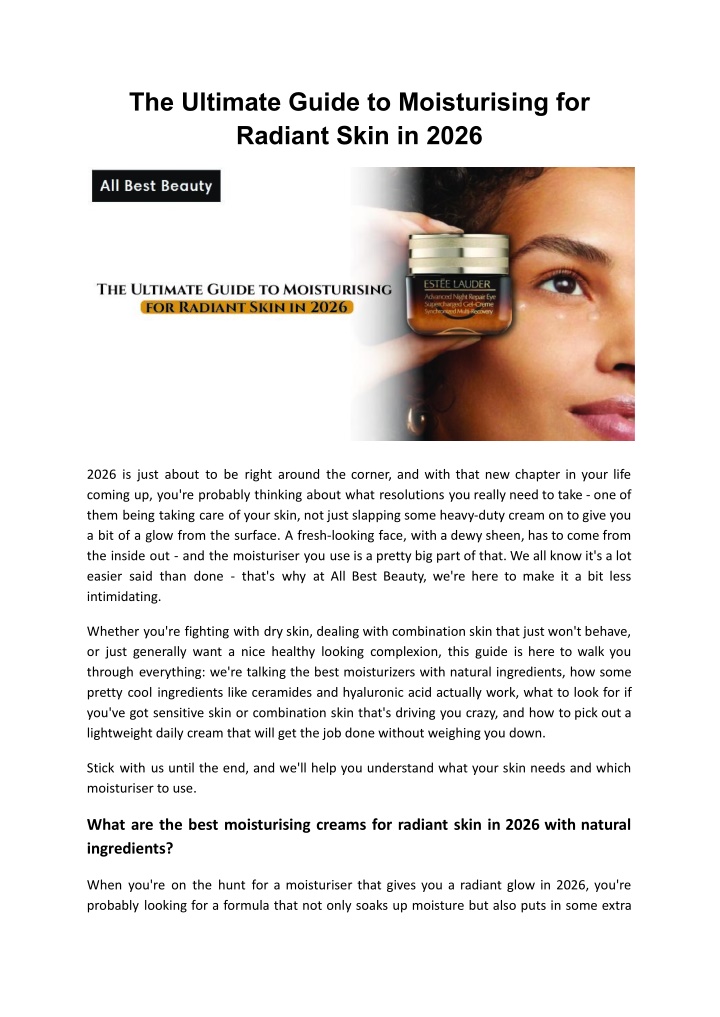 PPT - The Ultimate Guide to Moisturising for Radiant Skin in 2026 ...