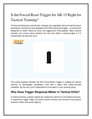 AR Forced Reset Trigger for Enhanced Shooting Performance
