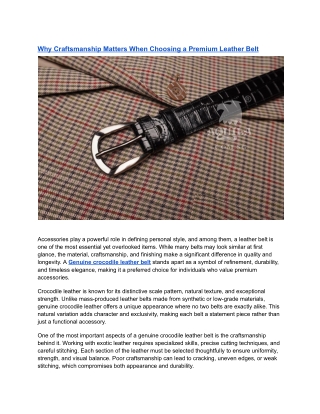 Why Craftsmanship Matters When Choosing a Premium Leather Belt